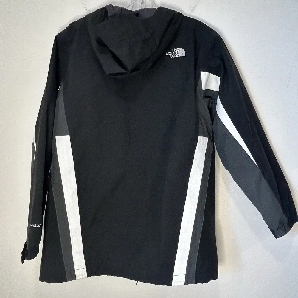The North Face YOUTH Hyvent Windbreaker Jacket Size L 14-16 Black/White NO LINER